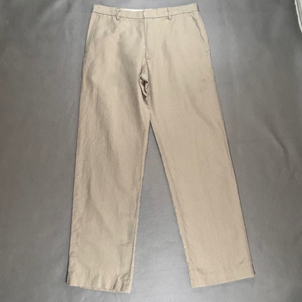 Banana Republic Mens Khaki Tan Linen Cotton Blend Straight Leg Pants 35x34 SPR07